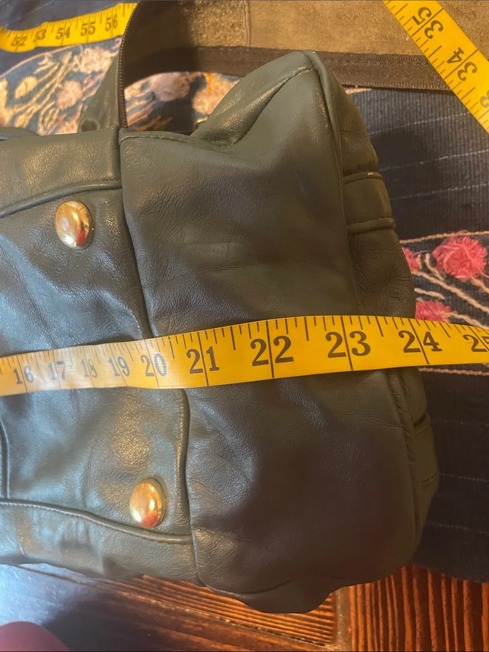 Hecho en Mexico Vintage Leather Weekender Tote Bag in Dark Teal Unisex